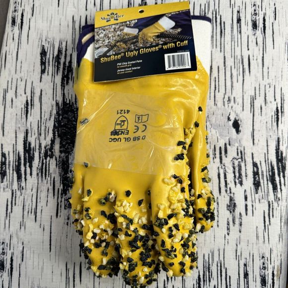 Shubee Other - ShuBee Ugly Gloves With Cuff One Size Fits Most PVC Chip Coated Jersey Lined